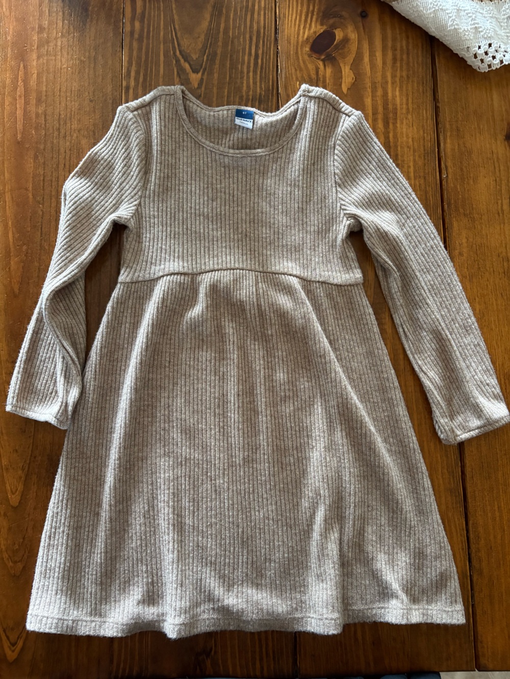 Ribbed Knit Long Sleeve Sweater Dress - Gold with Sparkly Gold accents